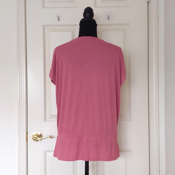 NWOT. The Limited Rayon Blended Drop Shoulder Loose Fit Bottom Tie Coral Blouse. - Picture 2 of 4